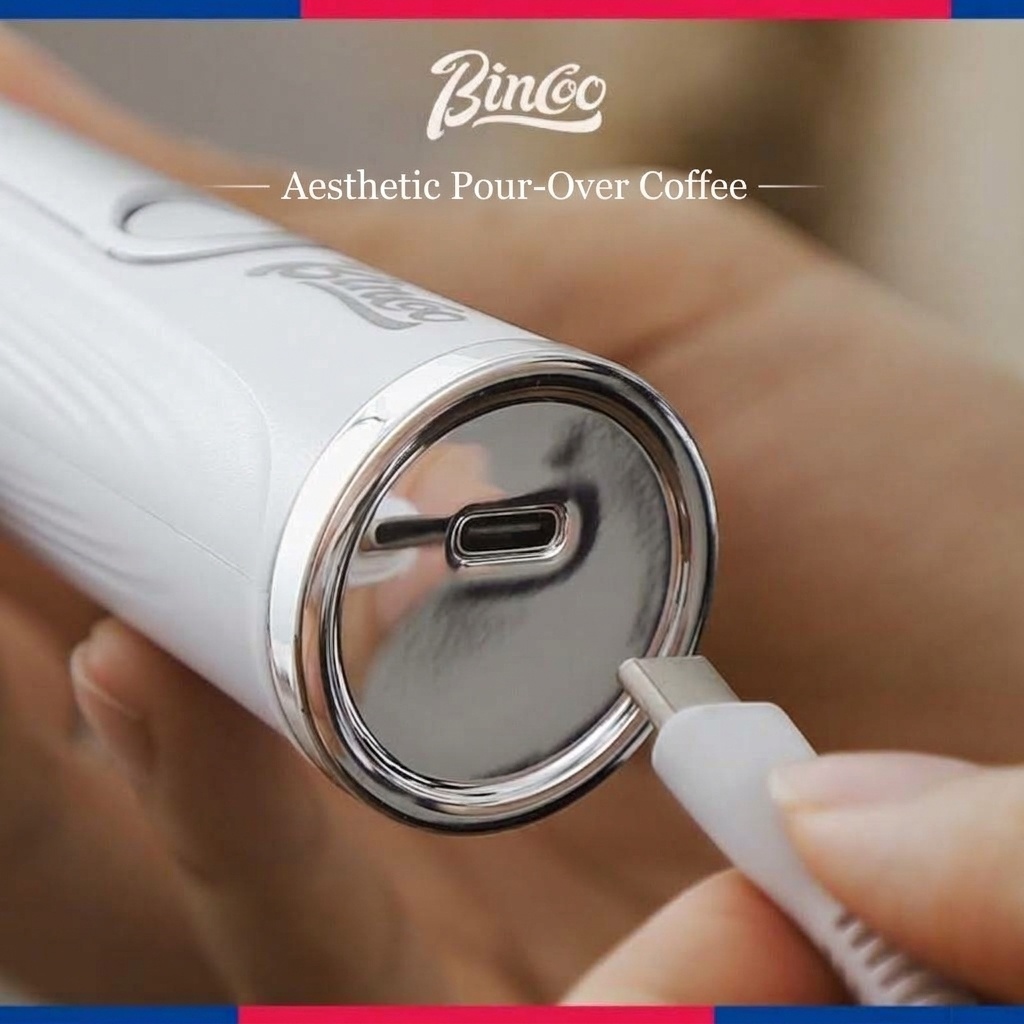 BinCoo Handheld Electric Milk Frother & Whisk - USB-C Rechargeable