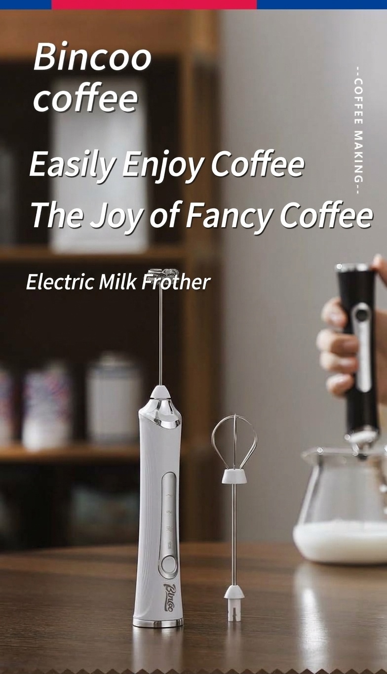 BinCoo Handheld Electric Milk Frother & Whisk - USB-C Rechargeable