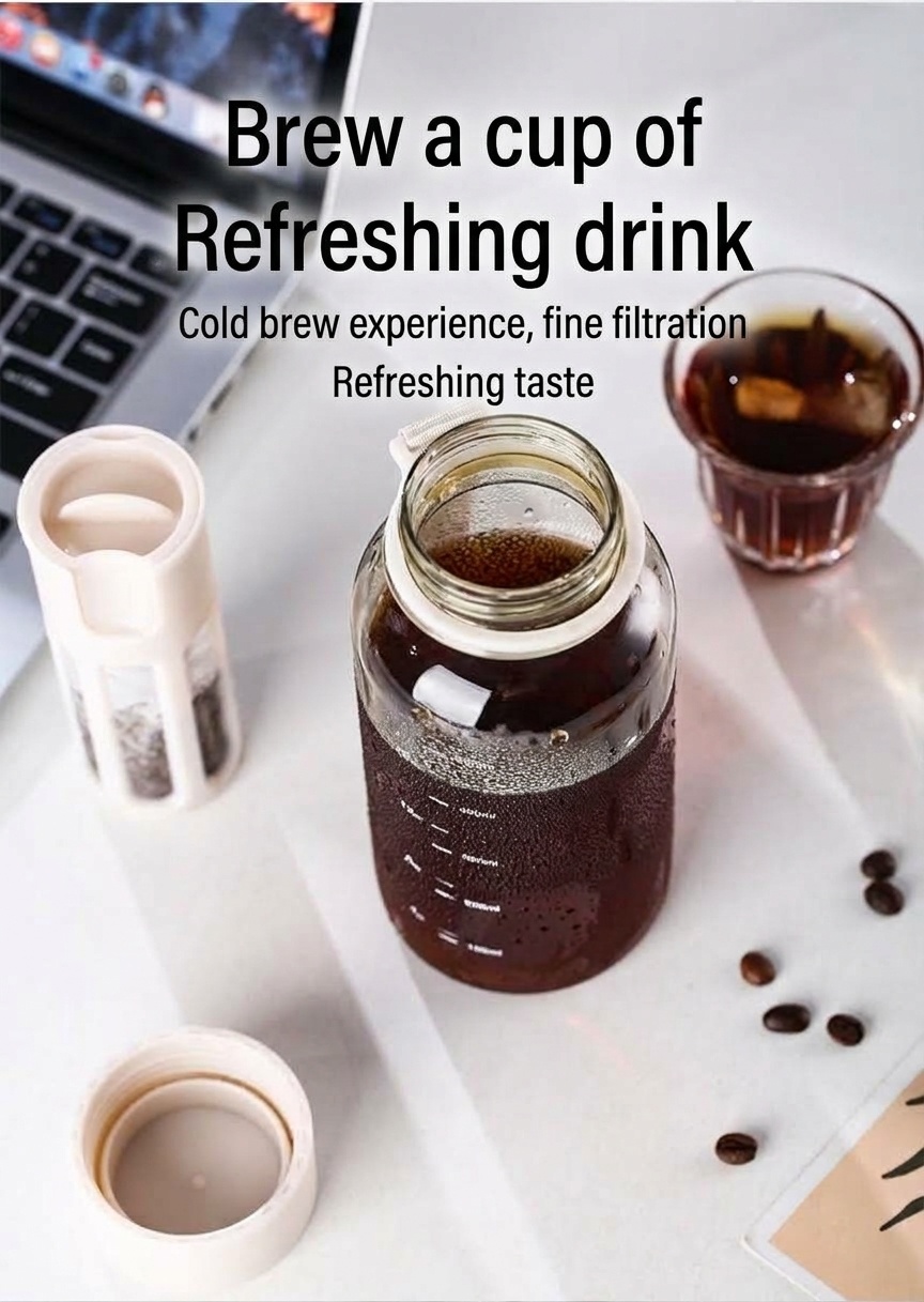 Bincoo Portable Cold Brew Coffee Maker Bottle with Filter and handle