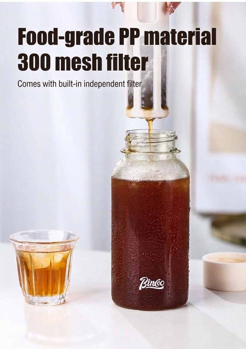 Bincoo Portable Cold Brew Coffee Maker Bottle with Filter and handle