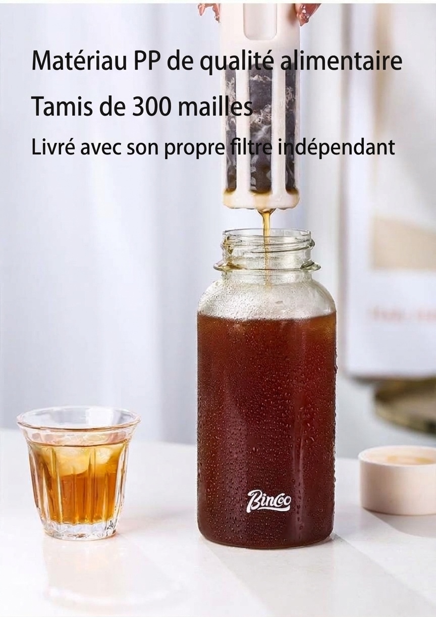 Bouteille de cafetière à infusion à froid portable Bincoo avec filtre et poignée