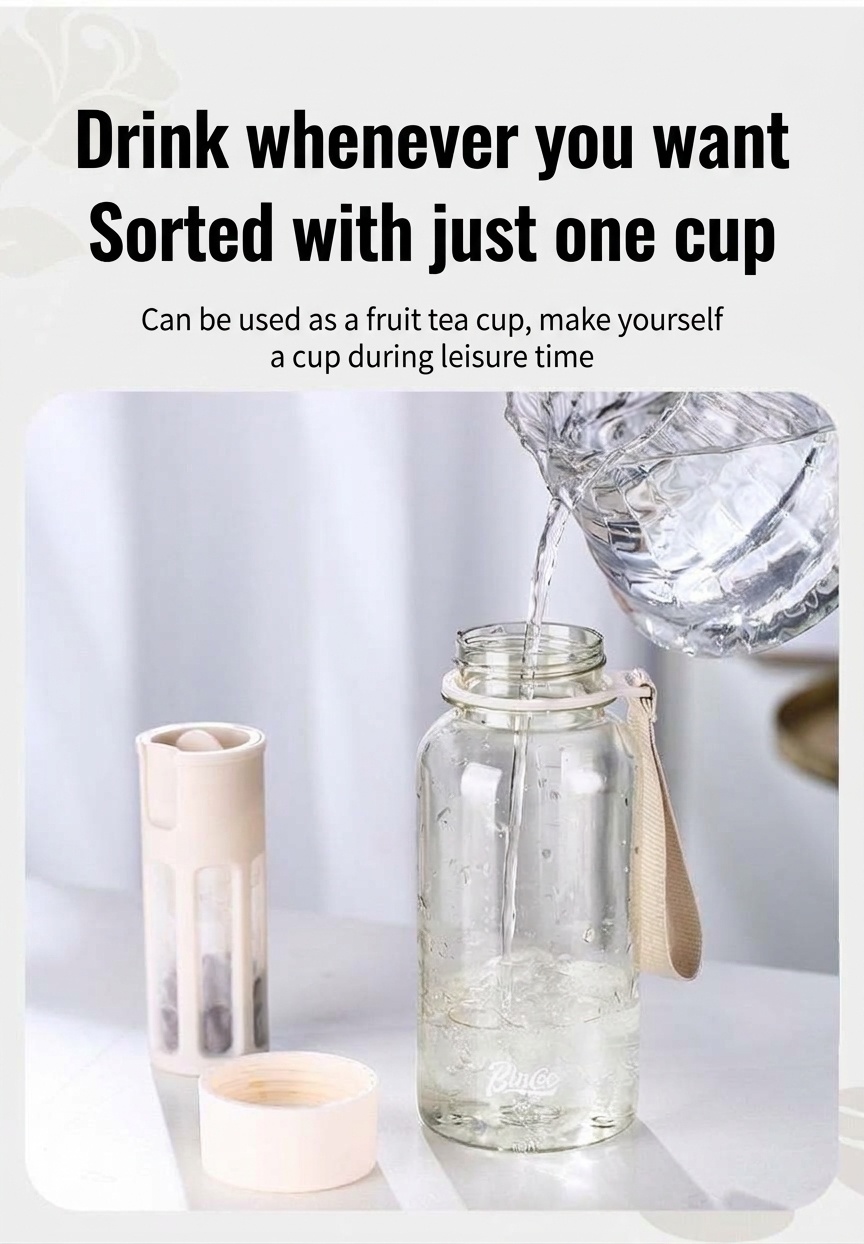 Bincoo Portable Cold Brew Coffee Maker Bottle with Filter and handle