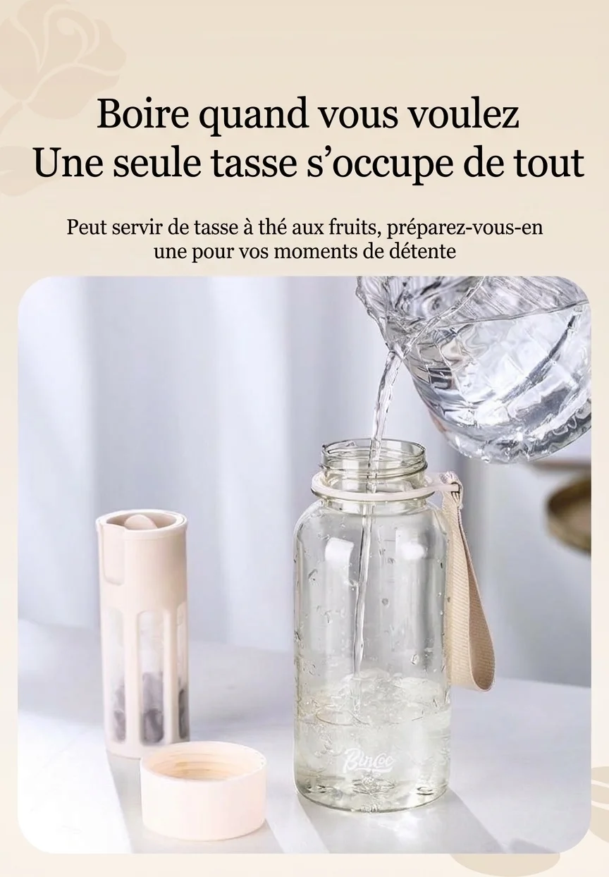 Bouteille de cafetière à infusion à froid portable Bincoo avec filtre et poignée