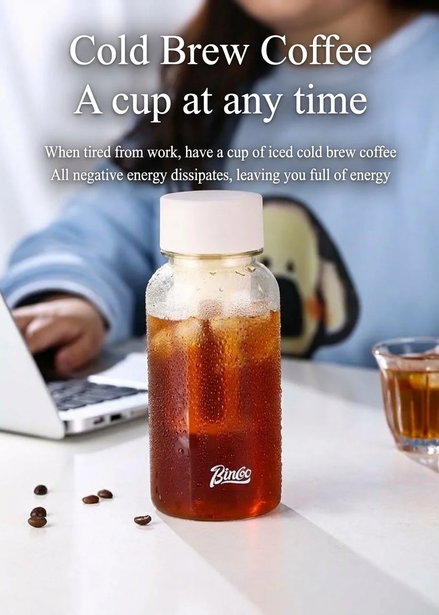 Bincoo Portable Cold Brew Coffee Maker Bottle with Filter and handle