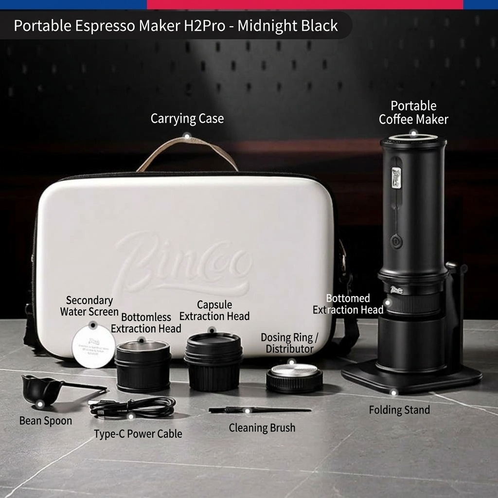 Bincoo H2 Pro Portable Espresso Maker - White, Black, Green
