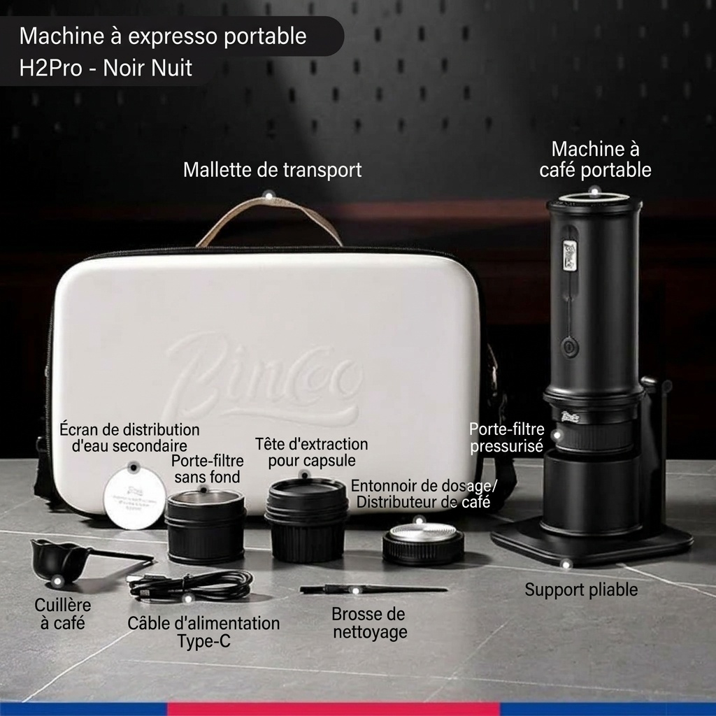 Machine à expresso portable Bincoo H2 Pro - Blanc, Noir, Vert