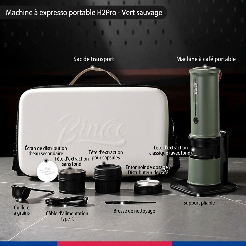 Machine à expresso portable Bincoo H2 Pro - Blanc, Noir, Vert