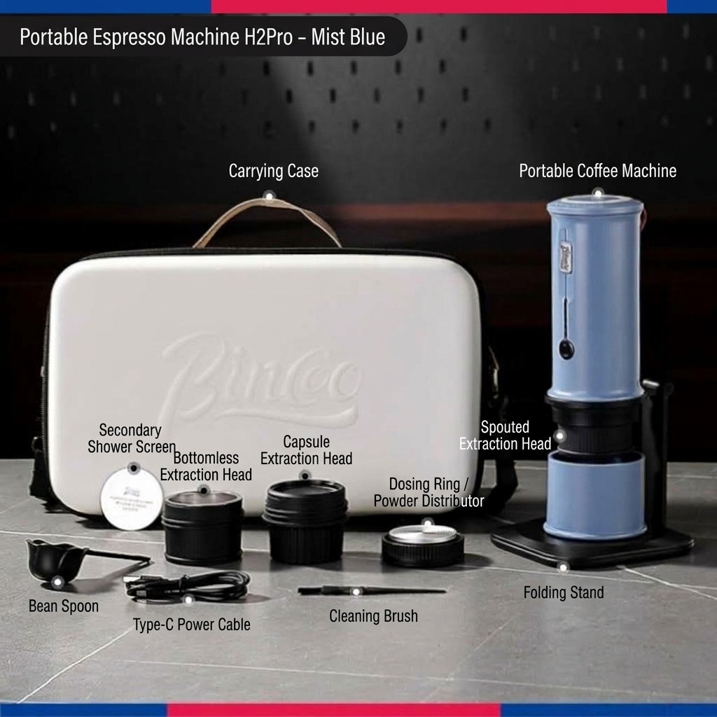Bincoo H2 Pro Portable Espresso Maker - White, Black, Green
