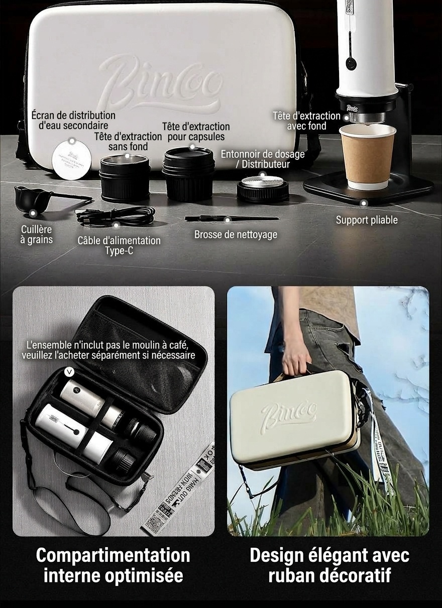 Machine à expresso portable Bincoo H2 Pro - Blanc, Noir, Vert