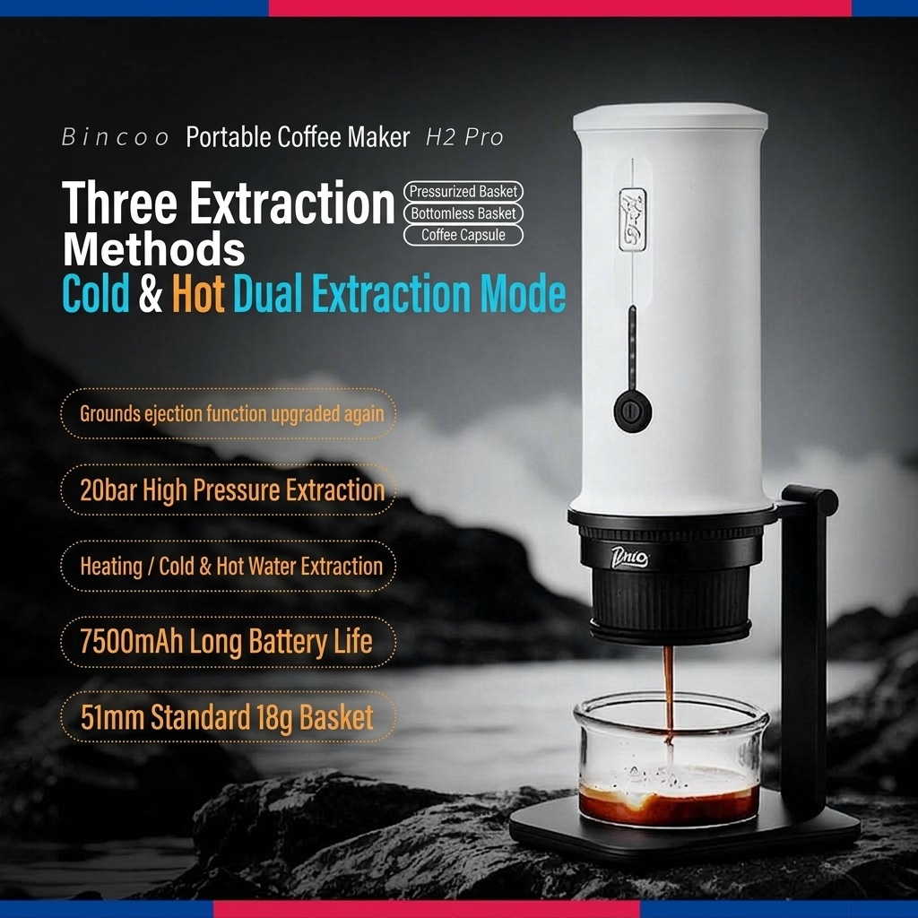 Bincoo H2 Pro Portable Espresso Maker - White, Black, Green