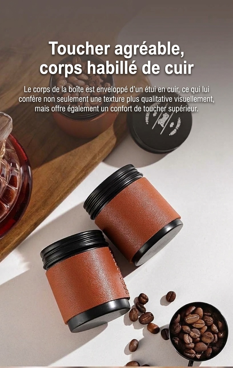 Boîte à café portable Bincoo avec étui en cuir