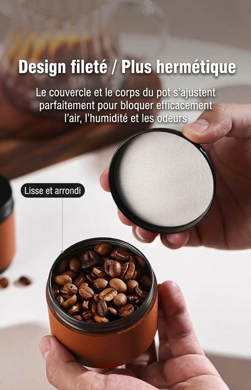 Boîte à café portable Bincoo avec étui en cuir