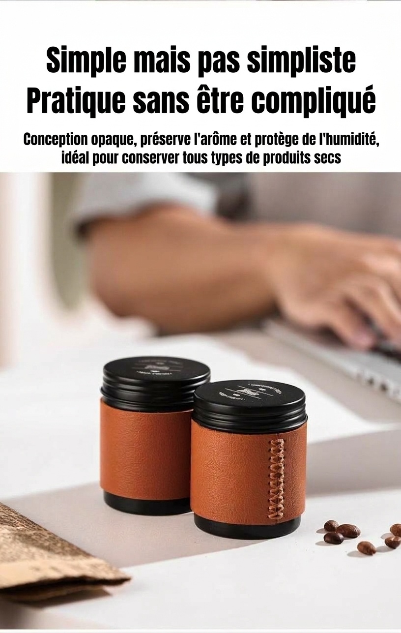Boîte à café portable Bincoo avec étui en cuir