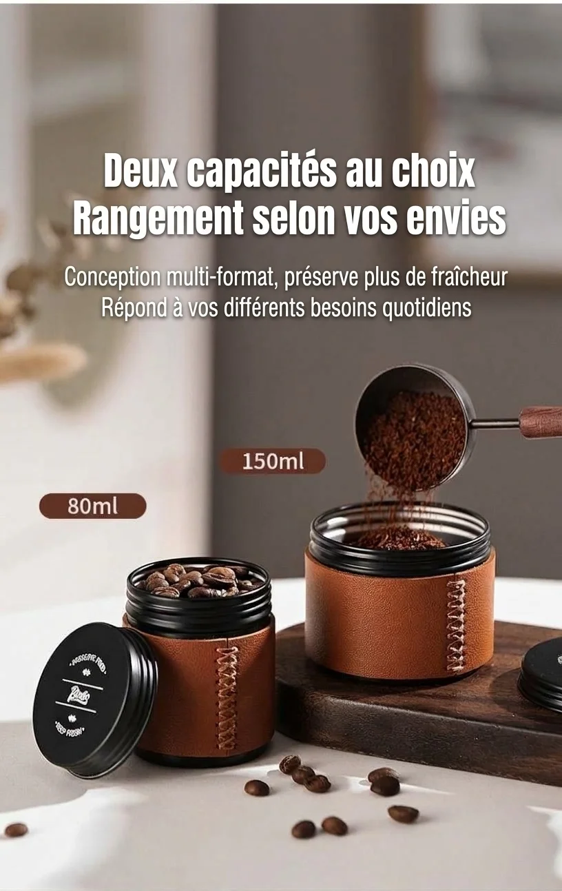 Boîte à café portable Bincoo avec étui en cuir