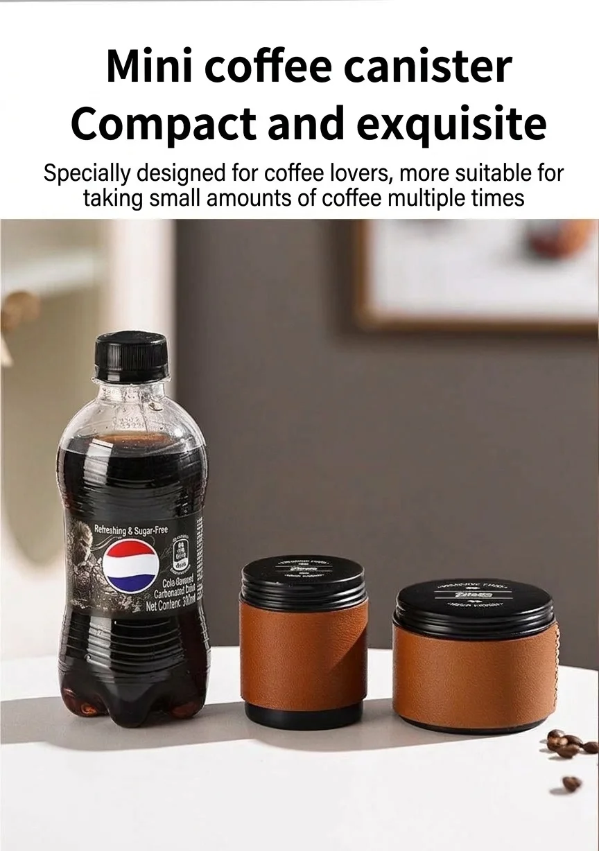 Bincoo Portable Coffee Bean Canister with Leather Sleeve