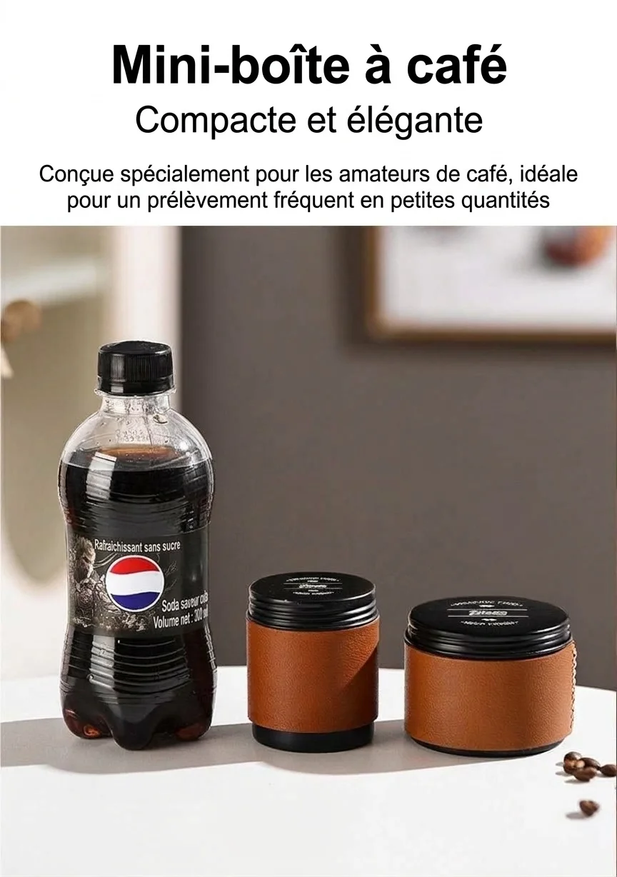 Boîte à café portable Bincoo avec étui en cuir