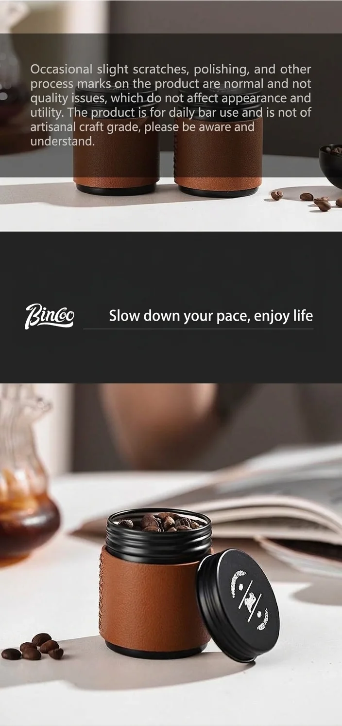 Bincoo Portable Coffee Bean Canister with Leather Sleeve