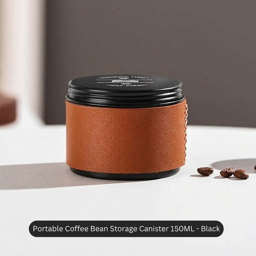 Bincoo Portable Coffee Bean Canister with Leather Sleeve