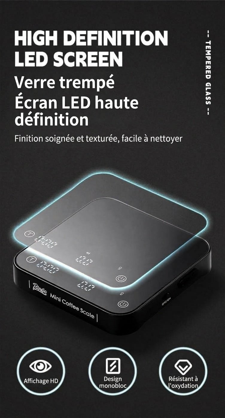 Balance à café de précision Bincoo Mini avec minuteur et débitmètre