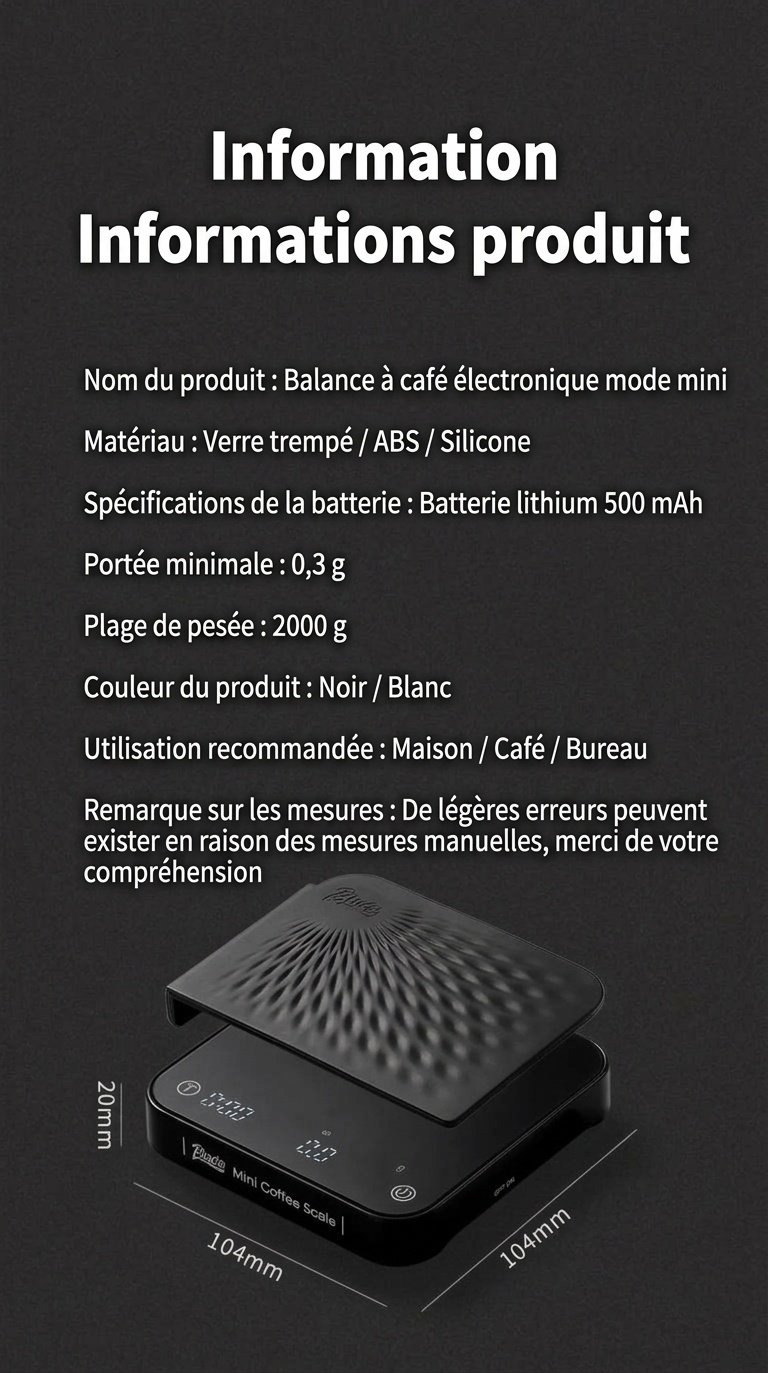 Balance à café de précision Bincoo Mini avec minuteur et débitmètre