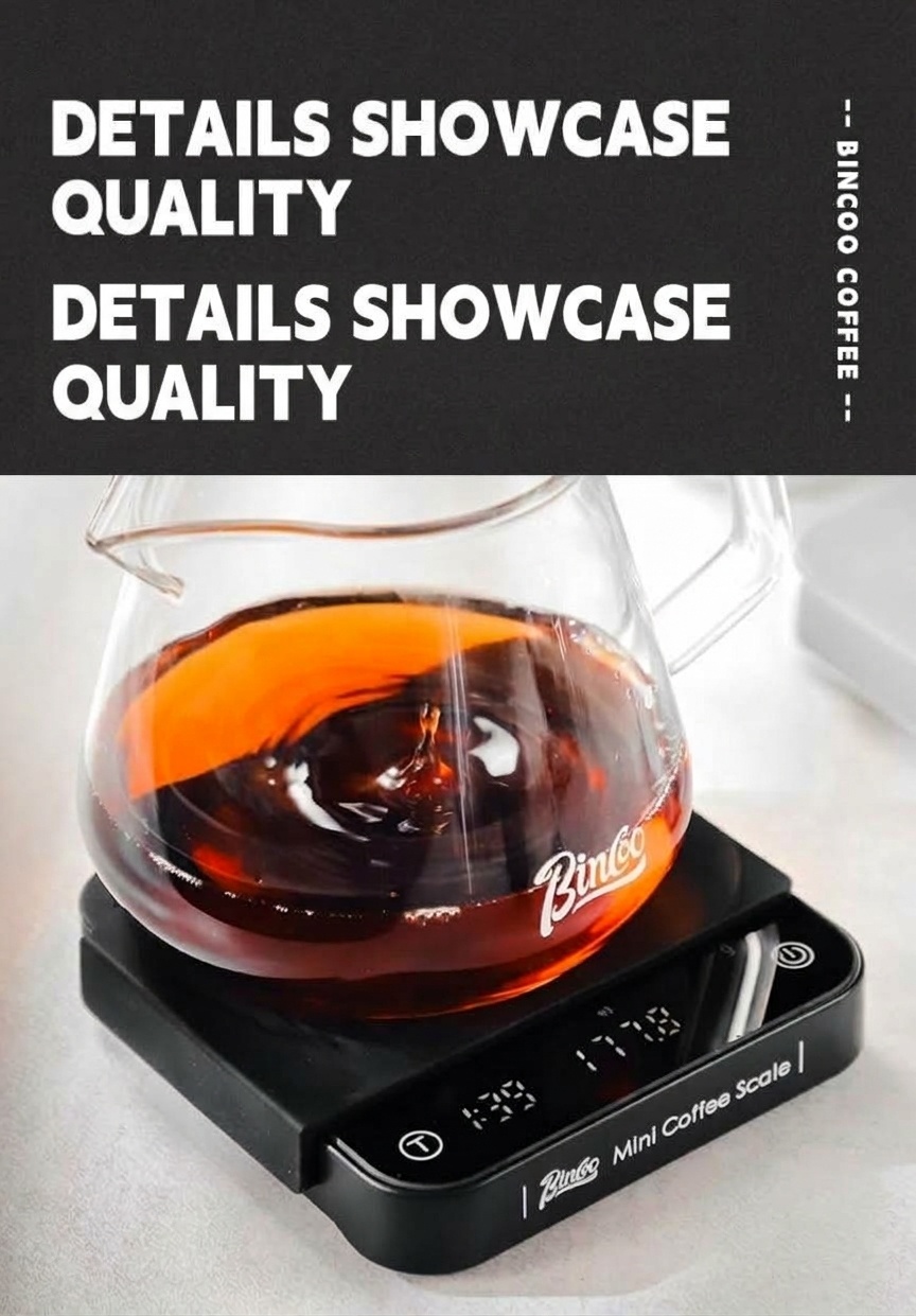 Bincoo Precision Mini Coffee Scale with Timer & Flow Rate