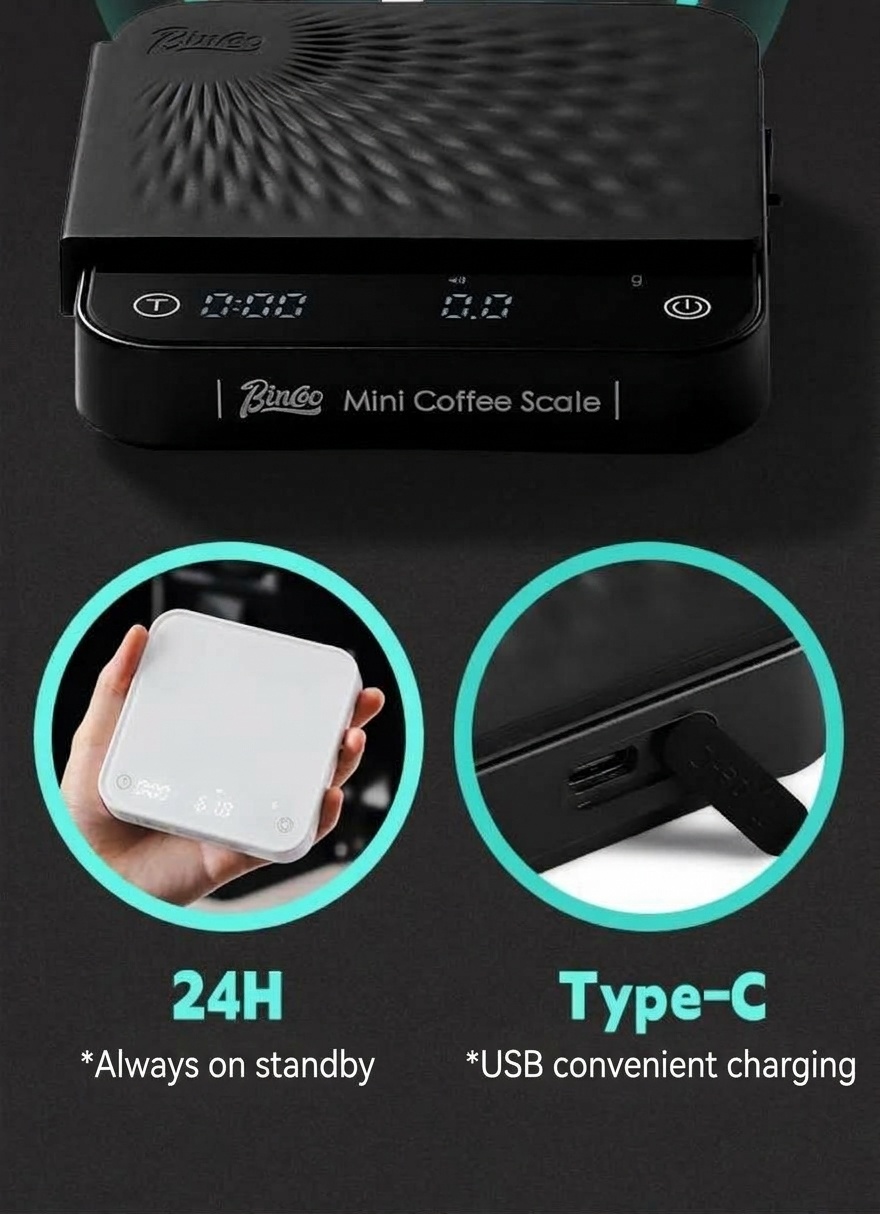 Bincoo Precision Mini Coffee Scale with Timer & Flow Rate