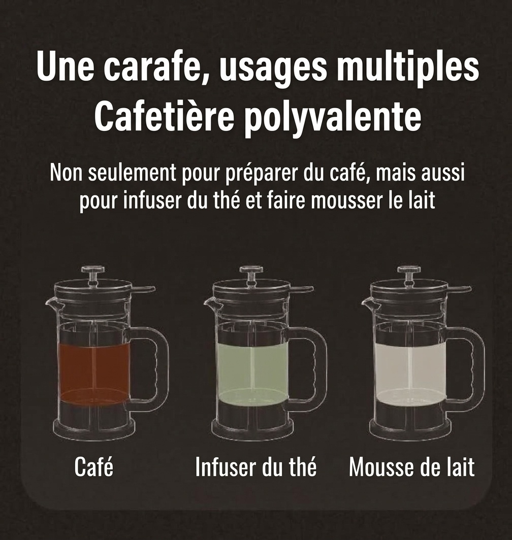 Bincoo 1000ml French Press Coffee Maker | Glass & Steel