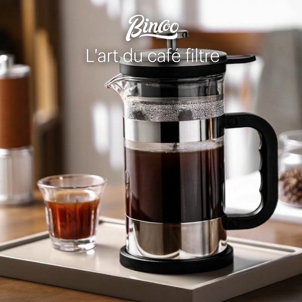 Bincoo 1000ml French Press Coffee Maker | Glass & Steel