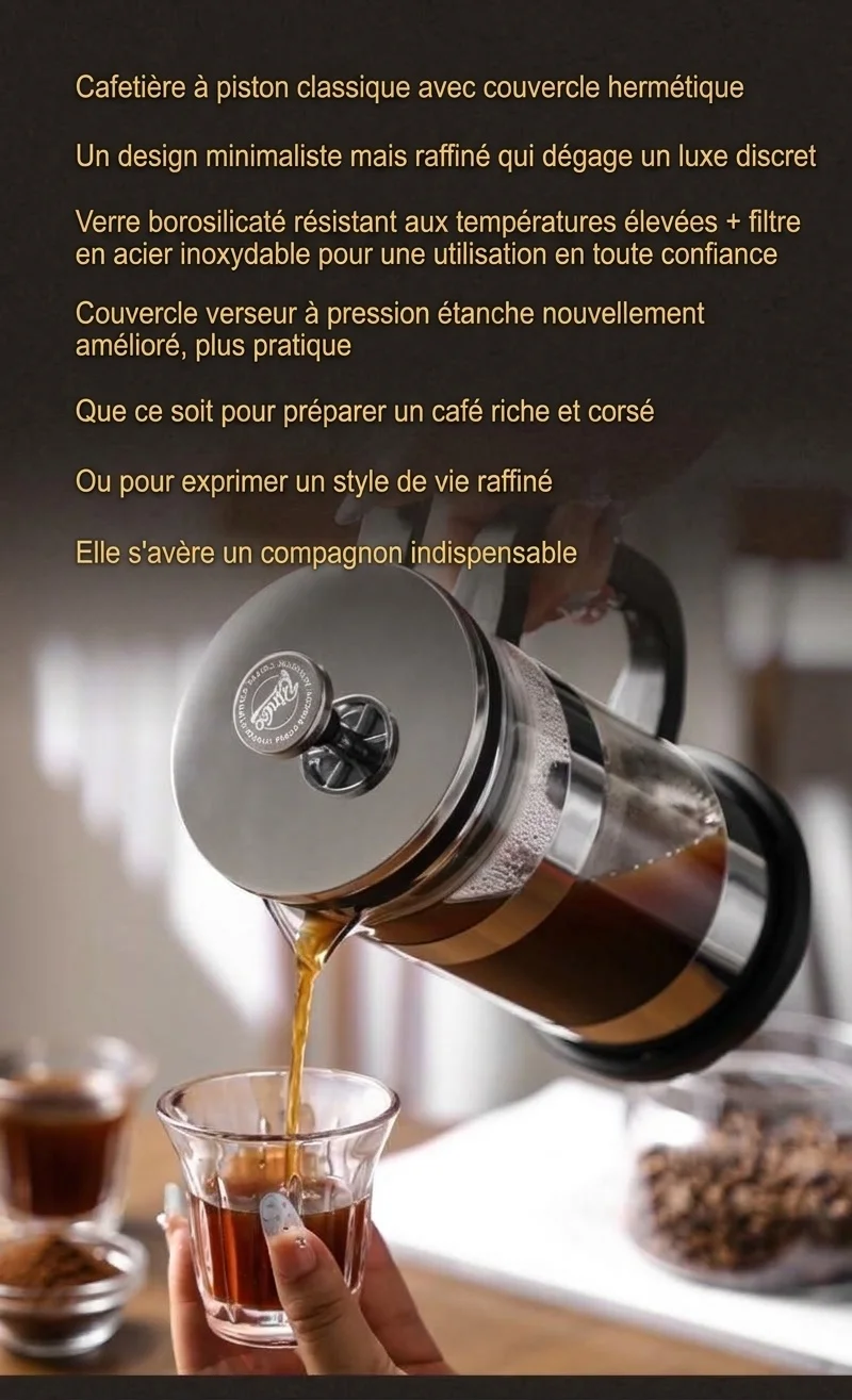 Cafetière à piston Bincoo 1000 ml | Verre et acier