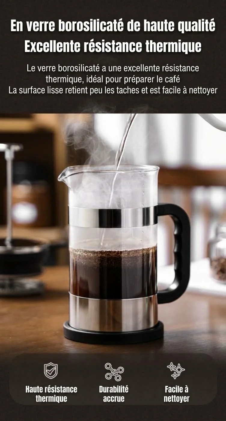 Cafetière à piston Bincoo 1000 ml | Verre et acier