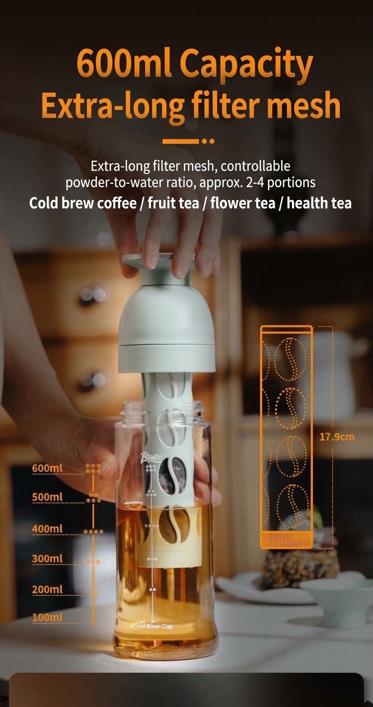 BinCoo 600ml Portable Cold Brew Coffee Maker & Tea Infuser