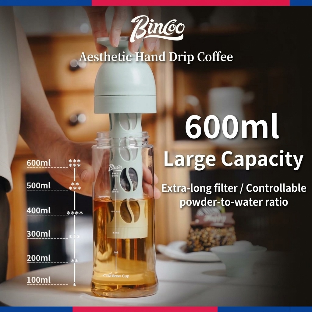 BinCoo 600ml Portable Cold Brew Coffee Maker & Tea Infuser
