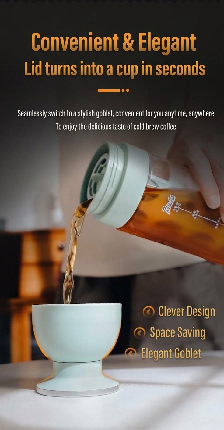 BinCoo 600ml Portable Cold Brew Coffee Maker & Tea Infuser