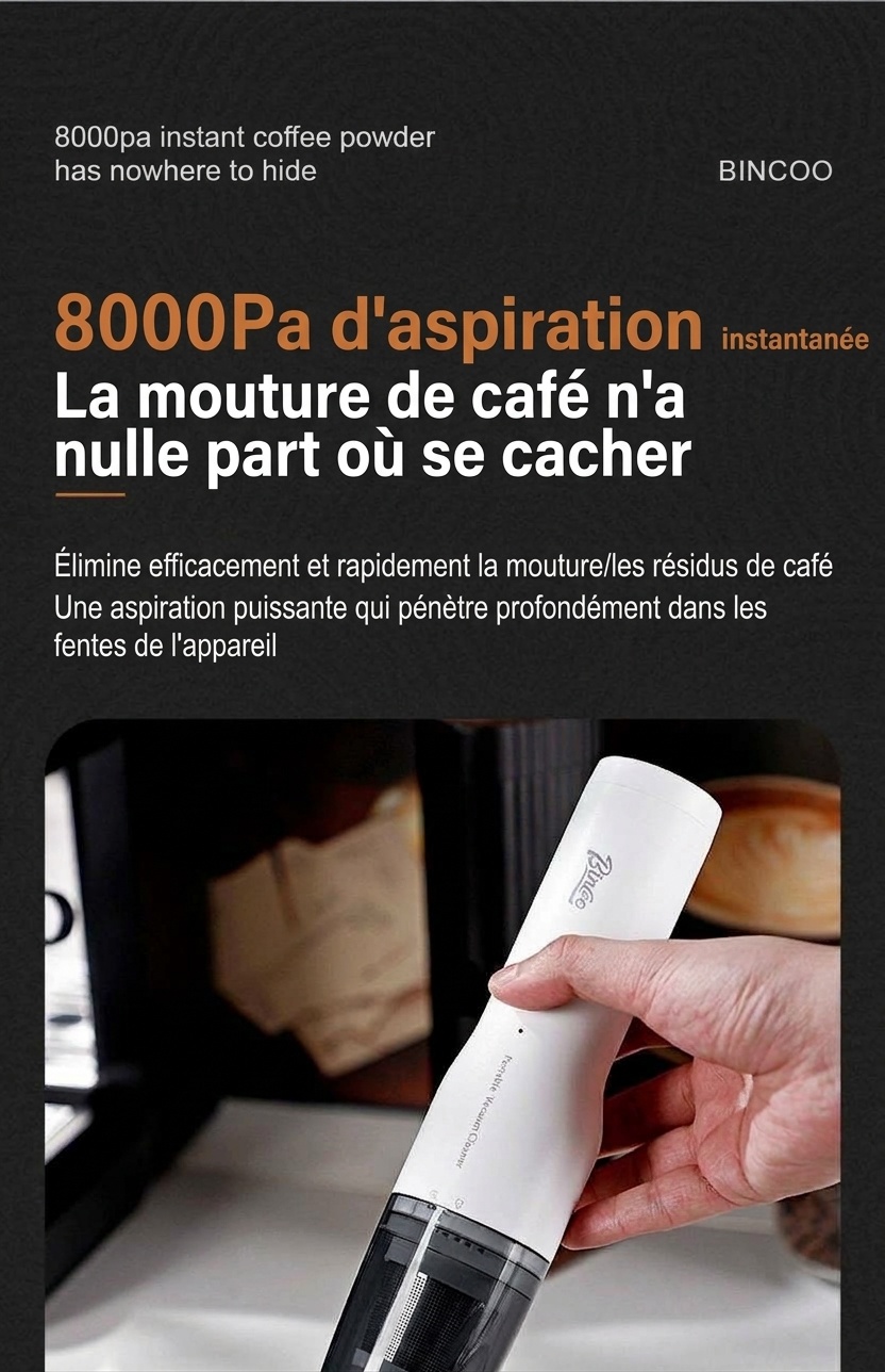 Aspirateur et souffleur portable pour café moulu Bincoo