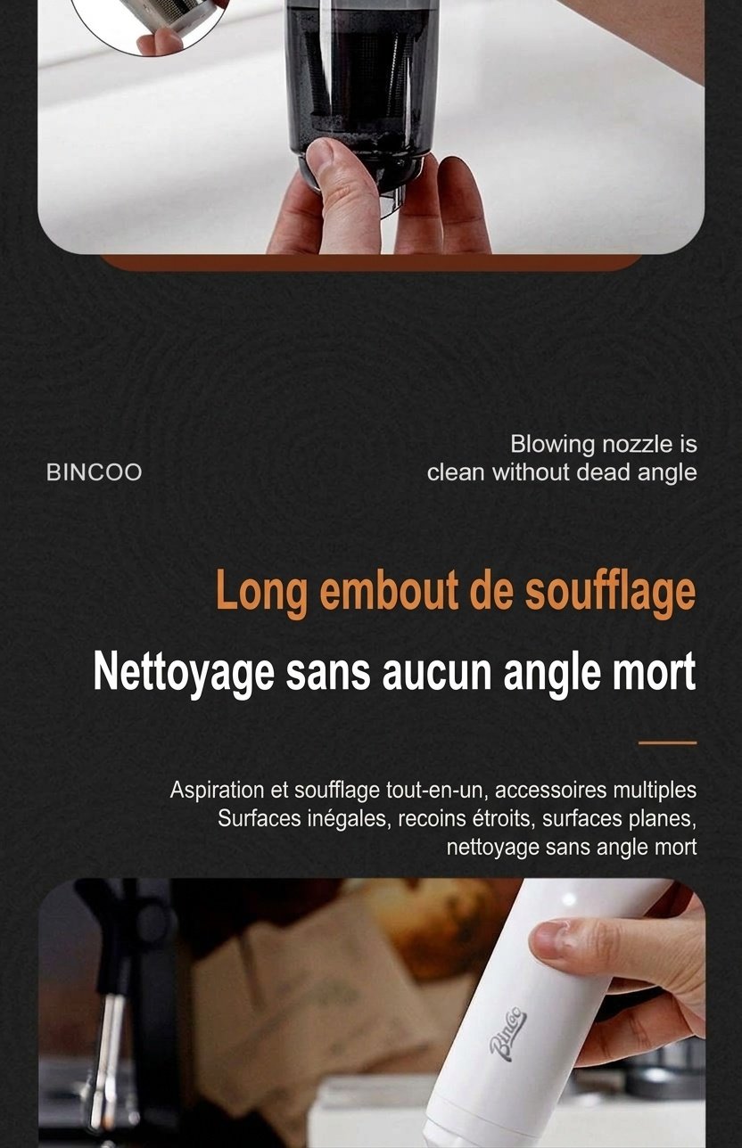 Aspirateur et souffleur portable pour café moulu Bincoo