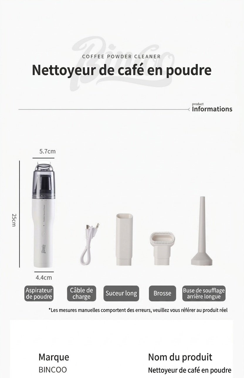 Aspirateur et souffleur portable pour café moulu Bincoo