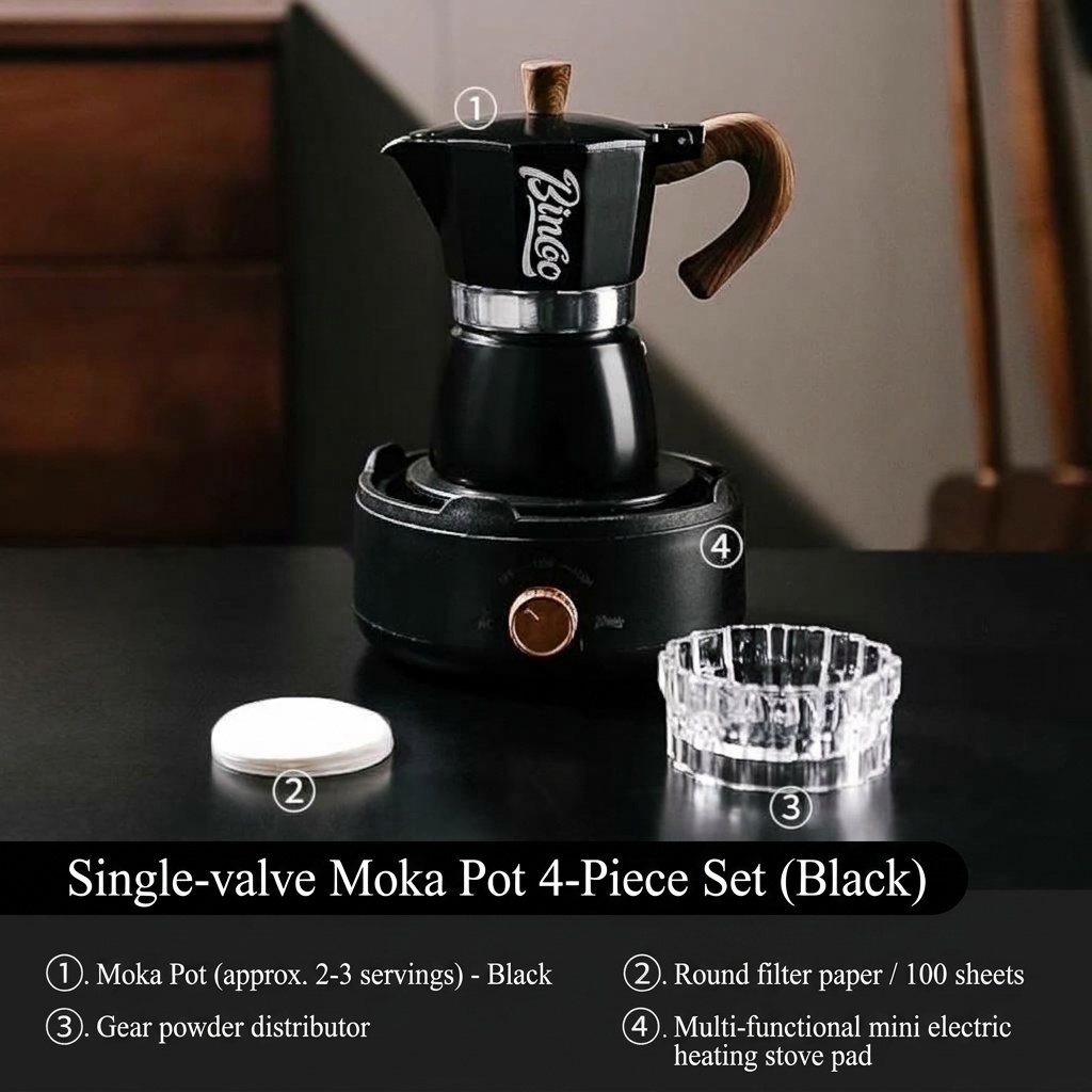 Binco Premium Moka Pot Coffee Maker Set with Electric Warmer