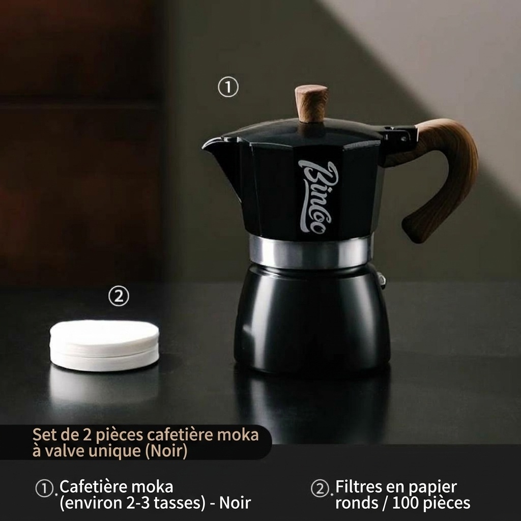 Ensemble cafetière italienne Binco Premium avec chauffe-café électrique