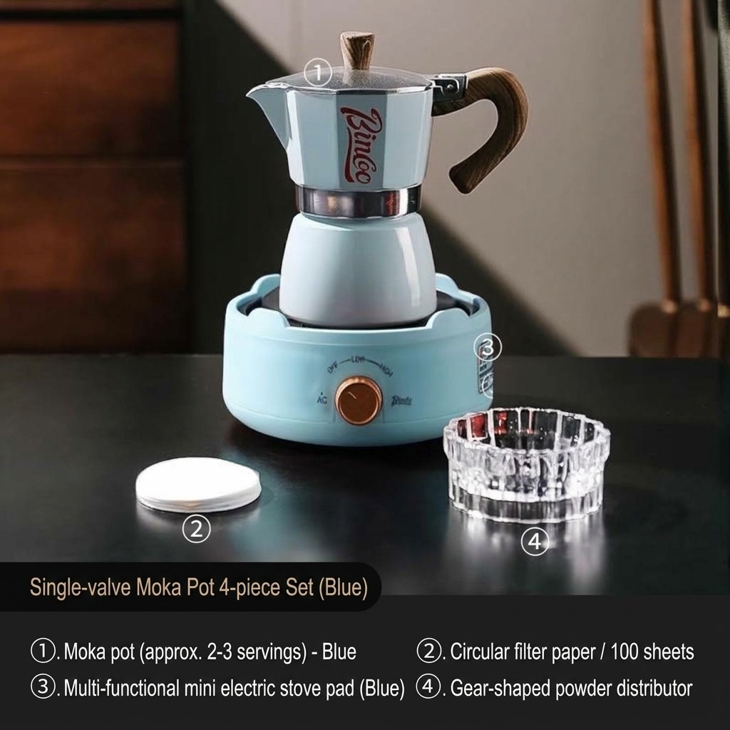Binco Premium Moka Pot Coffee Maker Set with Electric Warmer