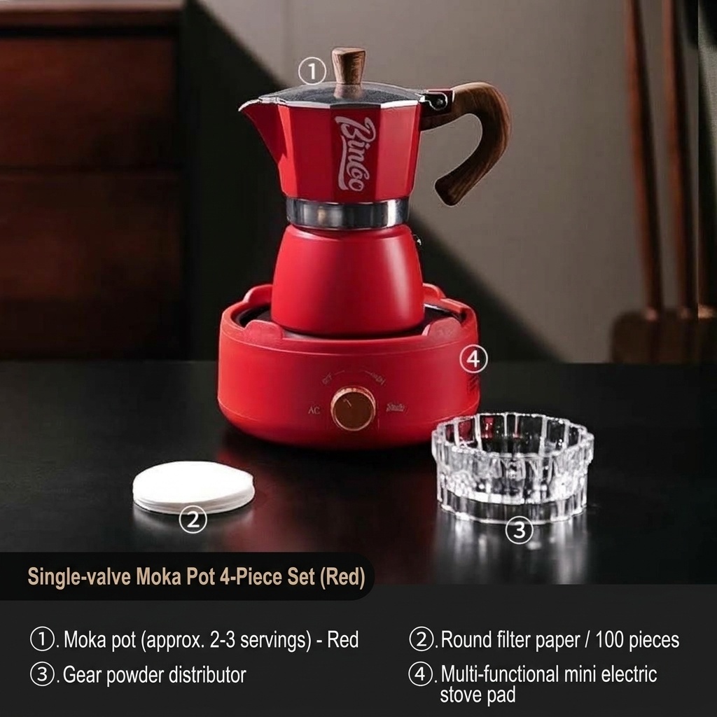 Binco Premium Moka Pot Coffee Maker Set with Electric Warmer