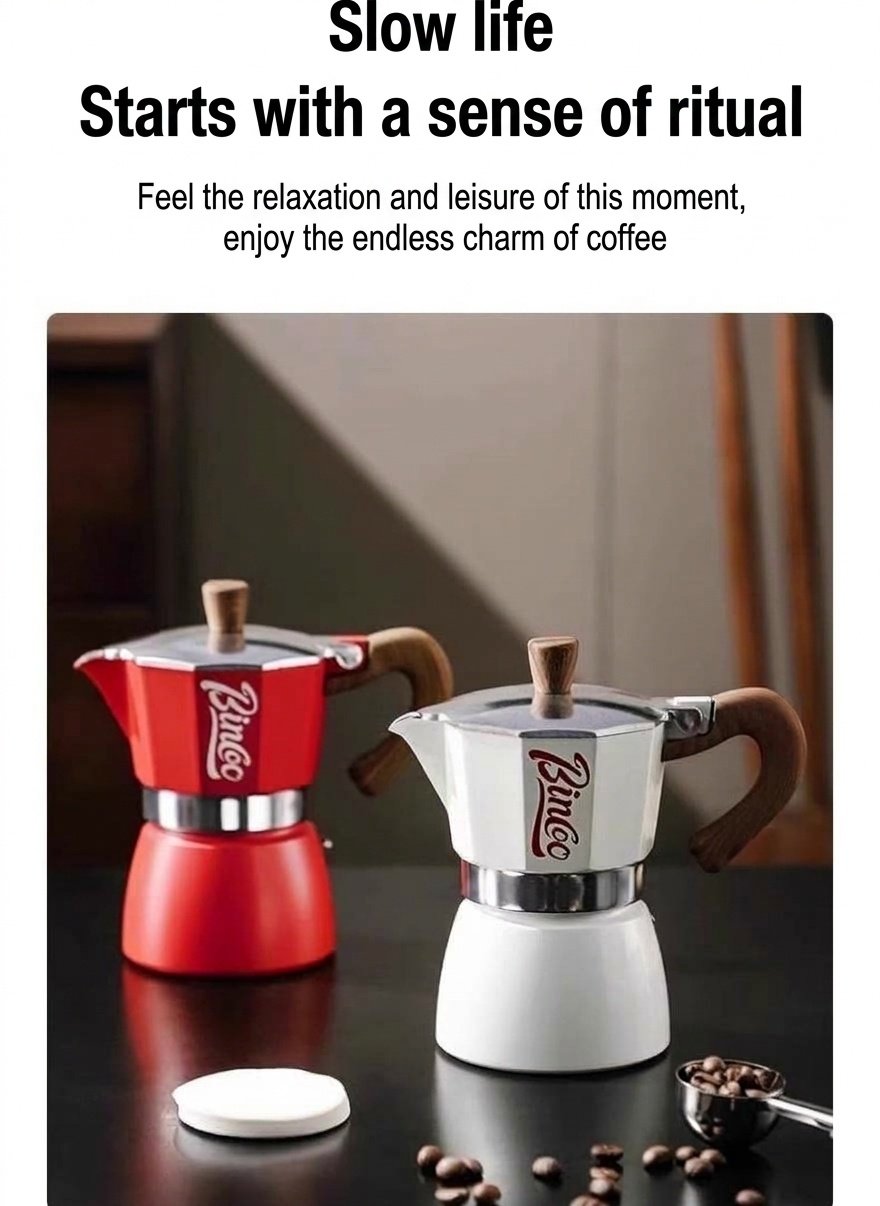 Binco Premium Moka Pot Coffee Maker Set with Electric Warmer