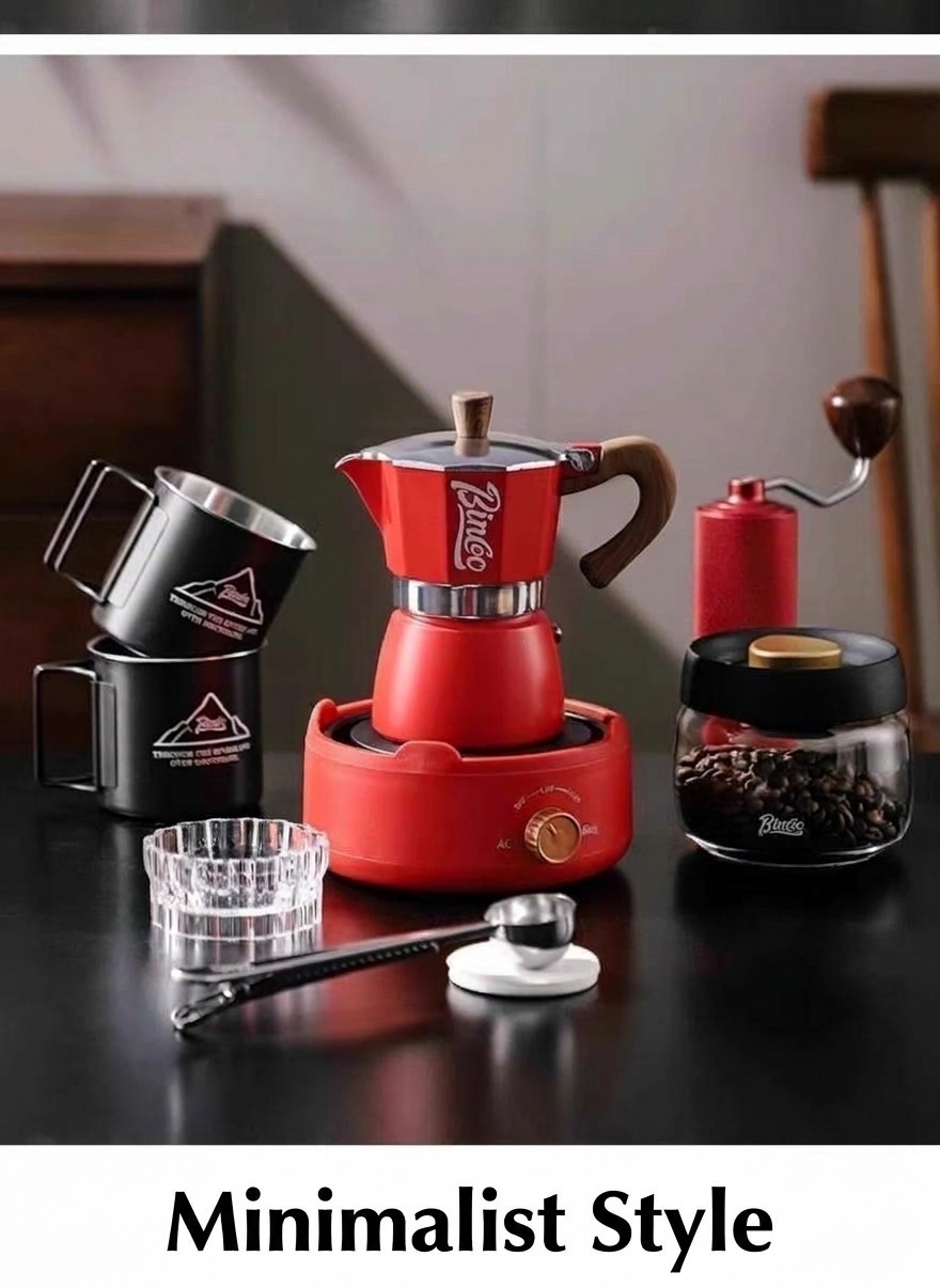 Binco Premium Moka Pot Coffee Maker Set with Electric Warmer