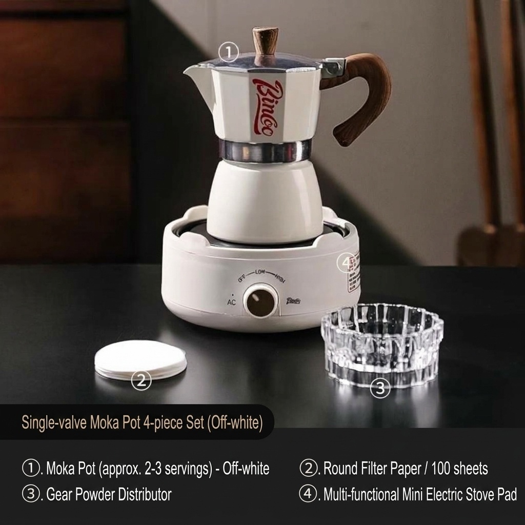 Binco Premium Moka Pot Coffee Maker Set with Electric Warmer