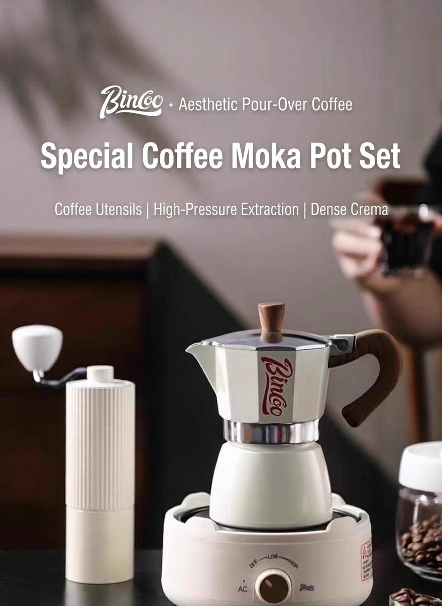 Binco Premium Moka Pot Coffee Maker Set with Electric Warmer