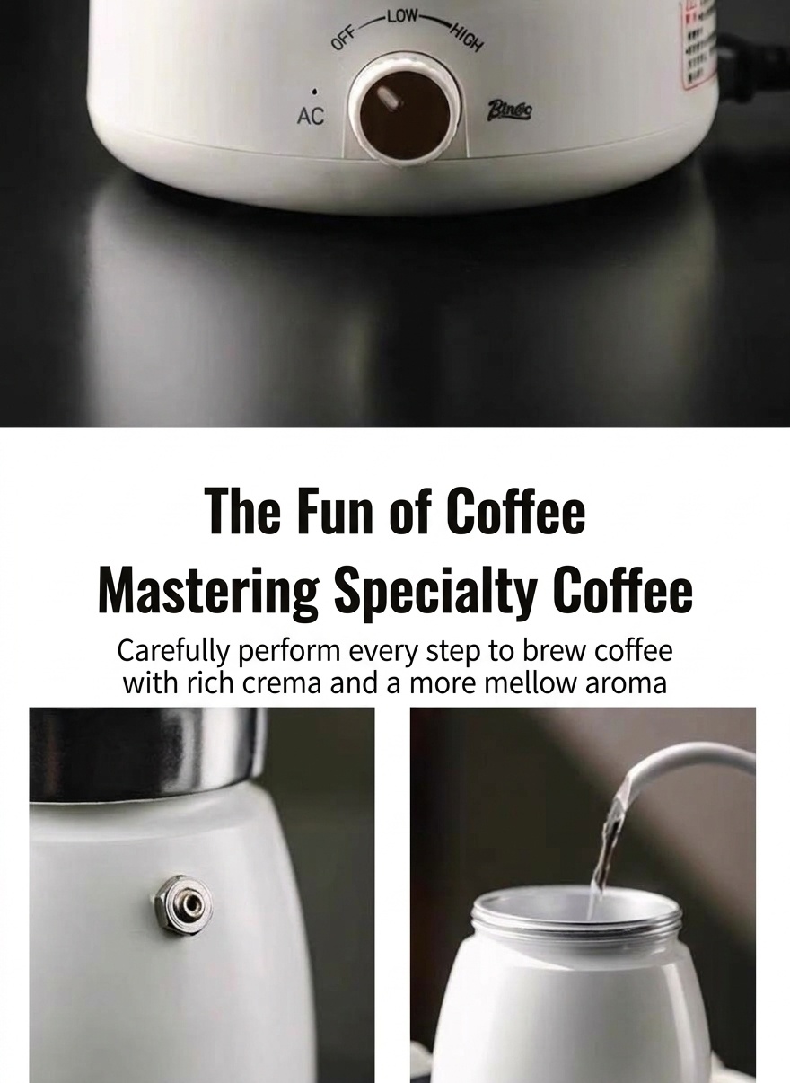 Binco Premium Moka Pot Coffee Maker Set with Electric Warmer