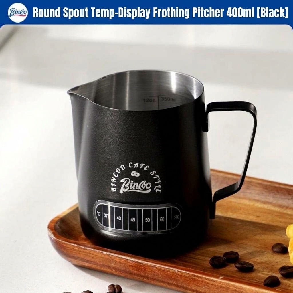 Premium Stainless Steel Milk Frothing Pitcher with Thermometer