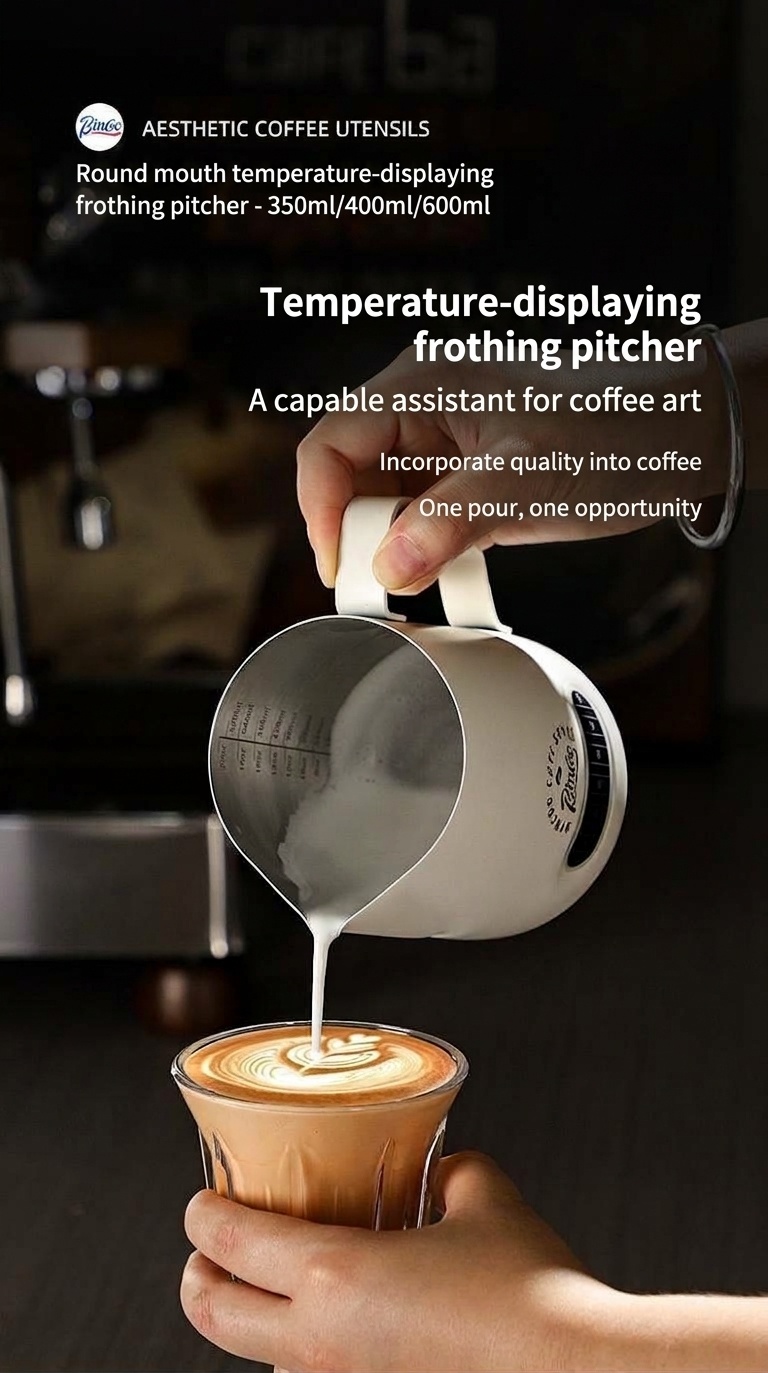 Premium Stainless Steel Milk Frothing Pitcher with Thermometer
