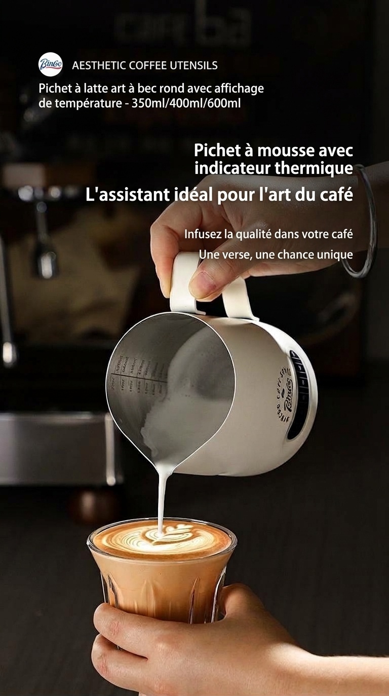 Pichet à lait en acier inoxydable de qualité supérieure avec thermomètre