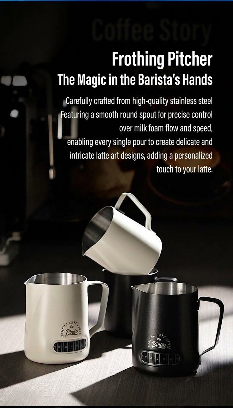 Premium Stainless Steel Milk Frothing Pitcher with Thermometer