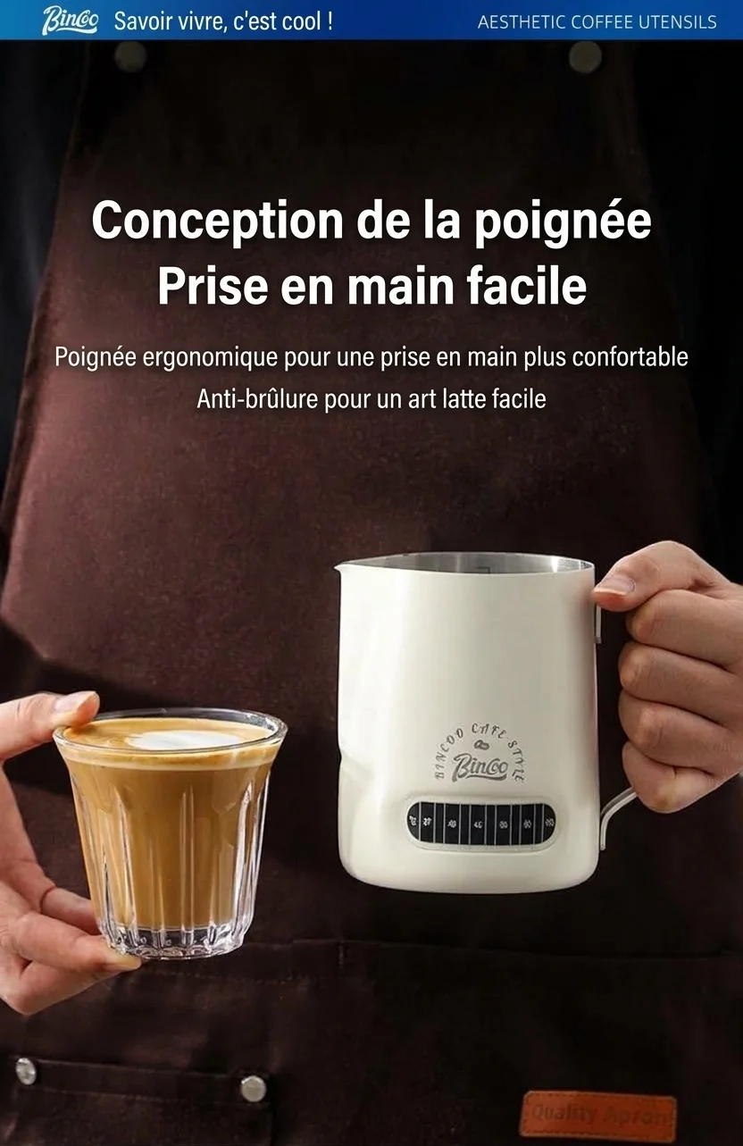 Pichet à lait en acier inoxydable de qualité supérieure avec thermomètre